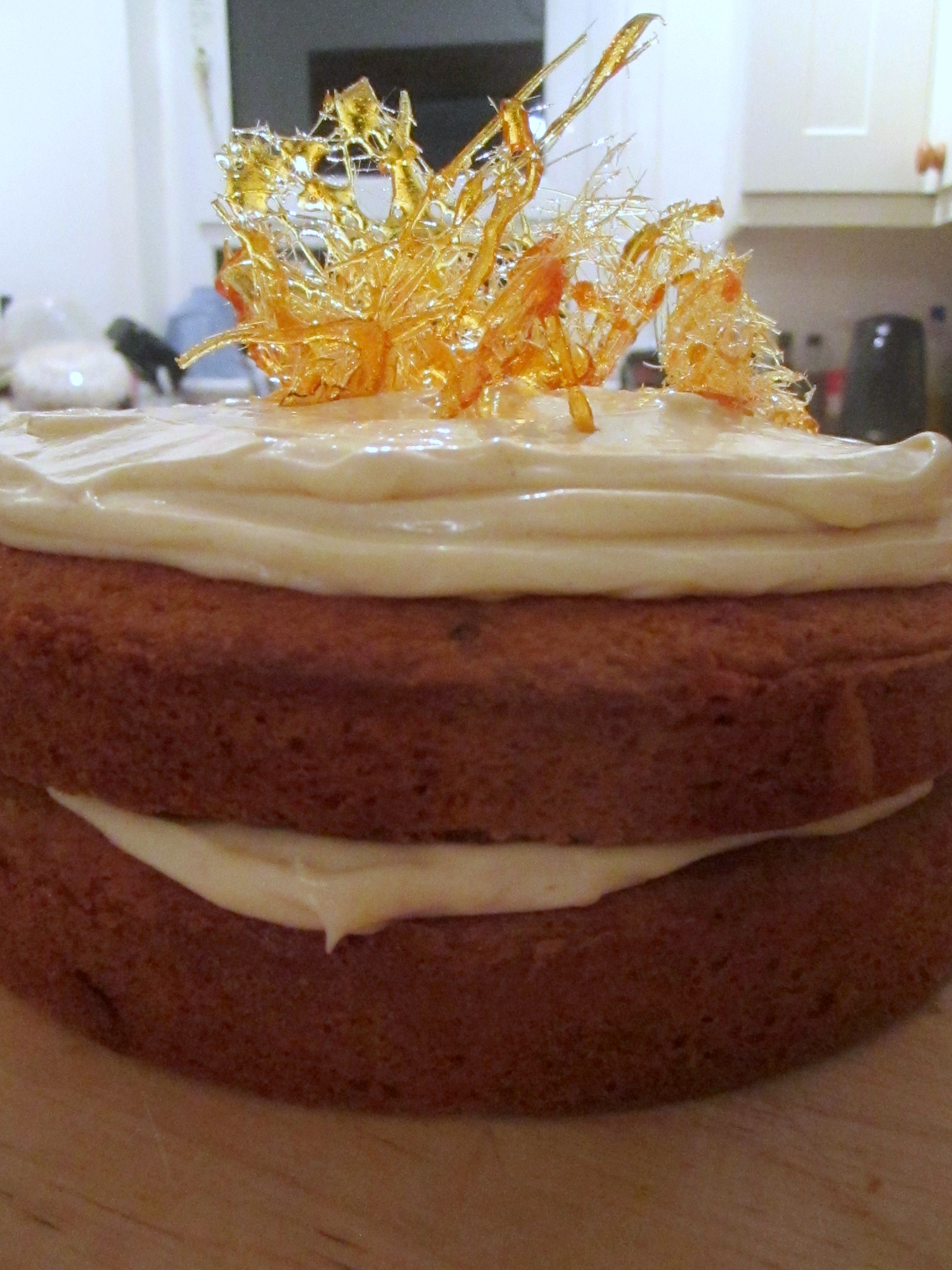 Butterscotch Spun Sugar Cake